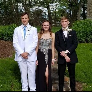 Black jeweled prom dress